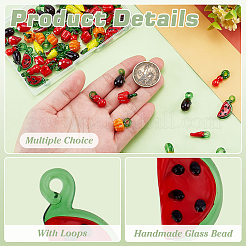 70 шт. 10-х стилевые стеклянные подвески на фруктово-овощную тематику&nbsp;GGLA-PH0001-69