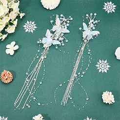 2 шт. набор заколок для волос из акрила с легированными кристаллами и стразами в виде бабочки и кисточки из кожи аллигатора&nbsp;AJEW-WH20080-59A