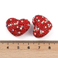 Бусины из полимерной глины в форме сердца со стразами CLAY-NH0002-01B