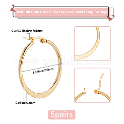 5 пара серег-колец из нержавеющей стали 304 EJEW-BBC0001-92