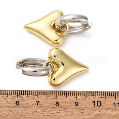 Двухцветные латунные серьги-кольца в форме сердца&nbsp;EJEW-D322-12GP-01B