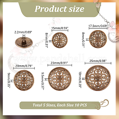 50 шт. 5 стиля пуговицы из сплава с тремя отверстиями на ножке BUTT-GA0001-21