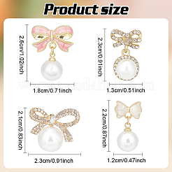 4 пара двух стилей сережек-гвоздиков с бантом из сплава EJEW-AN0004-93