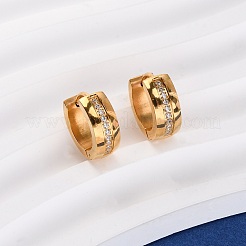 Серьги-кольца из нержавеющей стали 304 с прозрачным кубическим цирконием&nbsp;EJEW-D331-08B-G