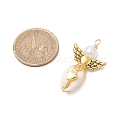 2 шт. подвески в виде ангела из натуральной ракушки каури 2 цветов PALLOY-JF03662-02