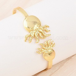 Браслеты-манжеты из латуни с морскими организмами для женщин BJEW-D368-03I-G