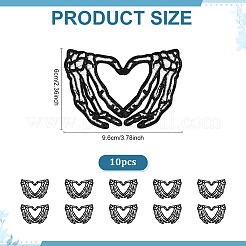Полиэстеровые самоклеящиеся заплатки в форме сердца со скелетом&nbsp;PATC-WH0002-101