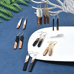 Наборы для самостоятельного изготовления сережек-капель/прямоугольников из смолы и орехового дерева&nbsp;RESI-FS0001-85