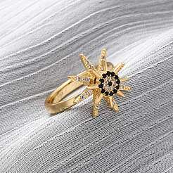 Латунные микро проложить пальцев кольца кубического циркония&nbsp;RJEW-S636-01G