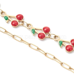4 шт. 4 стиля браслета-цепочки из нержавеющей стали 304 с эмалированным красным вишневым узором&nbsp;AJEW-JB01482