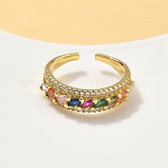 Регулируемые манжеты из латуни с микропаве из разноцветных кубических цирконий&nbsp;RJEW-V009-04G