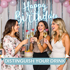 24 шт. 4-х цветные акриловые блестки для бокалов вина&nbsp;OACR-TA0004-17