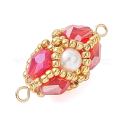 6 шт. овальные подвески-коннекторы из стеклянных бусин двух цветов&nbsp;PALLOY-MZ01233