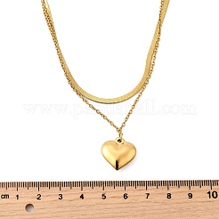 Двухслойные ожерелья в форме сердца из нержавеющей стали 304 для женщин NJEW-V012-02G