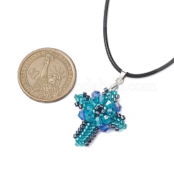 Ожерелья с подвесками из прозрачного гальванического стекла&nbsp;NJEW-MZ00040-04