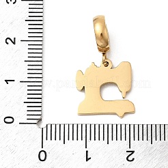 Подвески-шармы европейского образца из нержавеющей стали 304 с голубой эмалью&nbsp;STAS-D153-18G