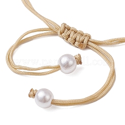 Регулируемые браслеты из искусственного жемчуга из АБС-пластика с бусинами для женщин BJEW-JB11871-01