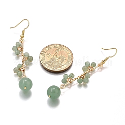 Серьги из натурального зеленого авантюрина&nbsp;EJEW-TA00653-03