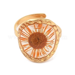 Плоские круглые ионно-покрытие (IP) 304 нержавеющая сталь открытые манжеты кольца для женщин RJEW-Z052-08G