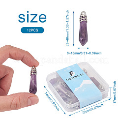 12 шт. подвески-пули из натурального аметиста с острым концом G-FW0001-11