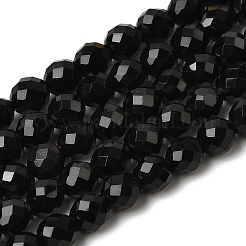 Окрашенные и нагретые нити бусин из натурального черного оникса&nbsp;G-K376-F19-01