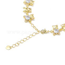 Браслет-цепочка с медвежьим звеном из прозрачного кубического циркония BJEW-H586-02G