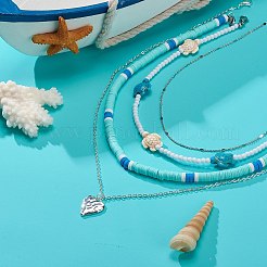 4 шт. 4 стильных ожерелья с подвеской в виде сердца из сплава&nbsp;NJEW-JN04034