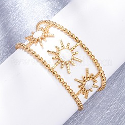 Браслеты-манжеты из нержавеющей стали 304 с эмалью для женщин BJEW-D306-06G