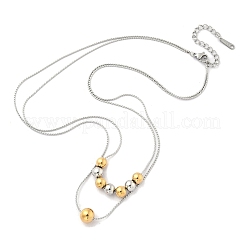 Двухслойные ожерелья из круглой веревочной цепи из нержавеющей стали 304 NJEW-D319-02B-GP