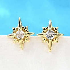 Серьги-гвоздики из латуни с микропаве из кубического циркония EJEW-G433-01G-02