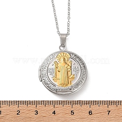Женские ожерелья с медальоном Святого Бенедикта из нержавеющей стали 304&nbsp;NJEW-G187-02GP