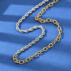 304 нержавеющая сталь веревка цепь кабель цепь или ожерелья для женщин&nbsp;NJEW-K288-02GP