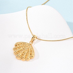 Цепочка-змея из текстурированной нержавеющей стали 304 с подвеской в форме ракушки для женщин NJEW-F354-10G