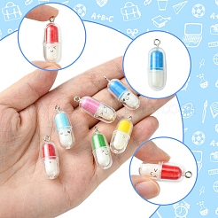 Наборы для изготовления полупрозрачных пластиковых капсул для таблеток и латунных висячих сережек своими руками&nbsp;DIY-FS0007-13