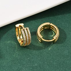 Латунные серьги-кольца из прозрачного кубического циркония EJEW-L275-07G