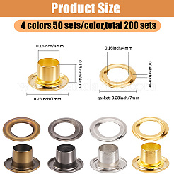 200 комплект 4-х цветных железных люверсов&nbsp;SCRA-GF0001-10A-06