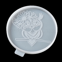 Плоский круглый коврик для чашек с совой и цветком своими руками&nbsp;SIL-F007-06D