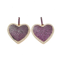 Сердце латунные микро проложить кубического циркония подвески KK-G435-04G-04