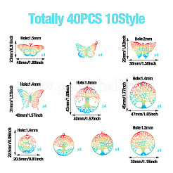 40 шт. 10 стильных филигранных двухсторонних подвесок из нержавеющей стали 430 STAS-TA0002-28