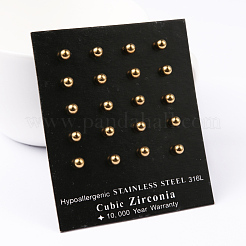 Серьги-гвоздики с шариками из нержавеющей стали 304 EJEW-5558-4mm-G