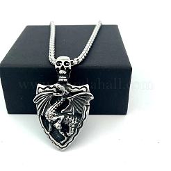 Винтажный кулон в виде черепа из нержавеющей стали 304 с подвеской в виде дракона для мужчин.&nbsp;IV2024