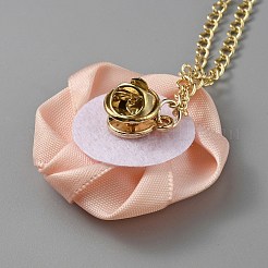 Брошь-цепочка из полиэстера с цветком розы и кристаллическими стразами&nbsp;JEWB-WH0028-25D