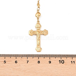 Распятие крест с овальным четки бусы&nbsp;NJEW-E070-33G-1