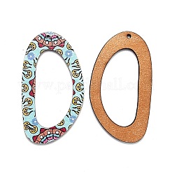 Большие подвески из натуральной липы с принтом WOOD-S045-039-M