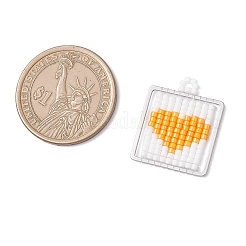 Квадратный стеклянный бисер ручной работы с подвесками в форме сердца&nbsp;PALLOY-MZ00928-04