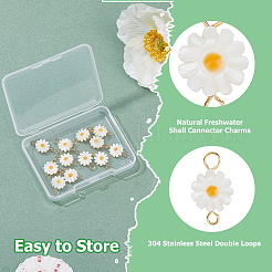 12 шт. подвески-коннекторы в виде цветка натуральной пресноводной ракушки&nbsp;PALLOY-HS00006