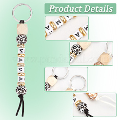 4 шт. 2 цвета деревянные и пластиковые бусины брелок украшения&nbsp;AJEW-SP0001-40