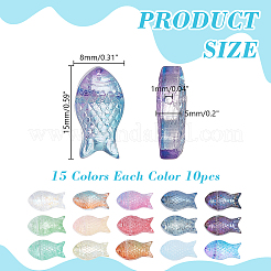 150шт 15 цвета прозрачные окрашенные распылением стеклянные бусины&nbsp;GLAA-AR0001-85