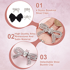 8 шт. 4 стиля съемных пряжек для обуви из сплава со стразами&nbsp;FIND-HY0003-90P