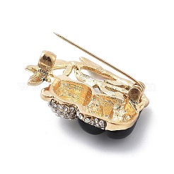 Симпатичные броши-булавки в виде панды из бамбукового сплава с черной эмалью&nbsp;JEWB-C037-20G